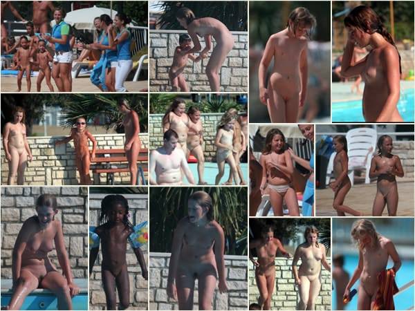 Purenudism nudist pool - young naked nudists photo